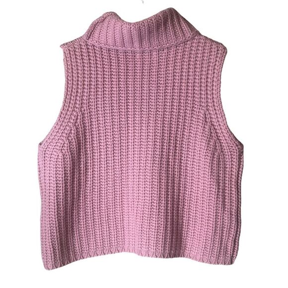 Sablyn Saige Sweater Medium Pink Cashmere Cropped Ribbed Turtleneck M - Picture 3 of 6